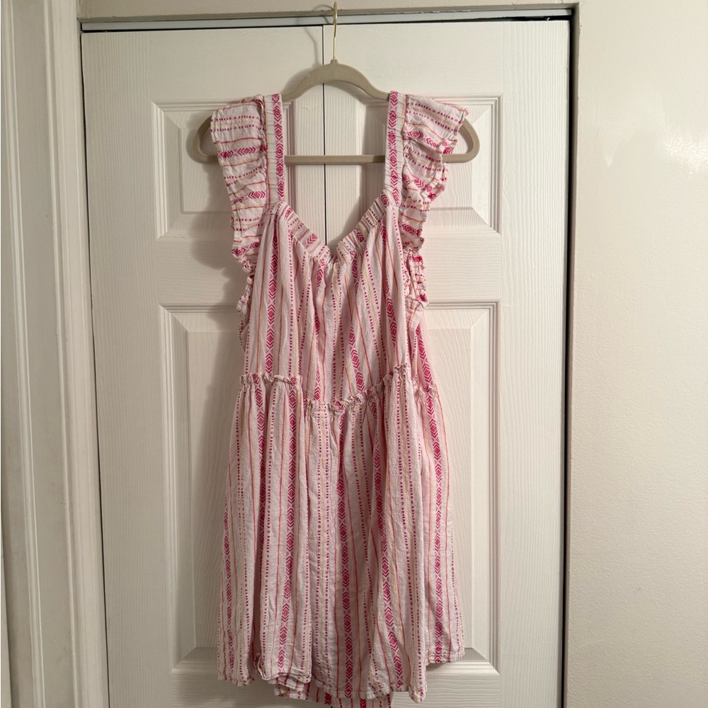 Pink and White Striped Midi Dress